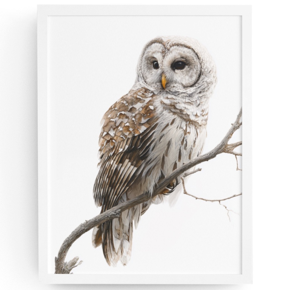 Watercolor Barred Owl Portrait Wall Art Print, Unframed - Mystical Woodland